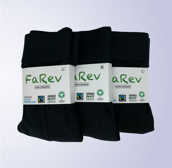 3 Boxershorts Verpackung Fairtrade, GOTS, Grüner Knopf
